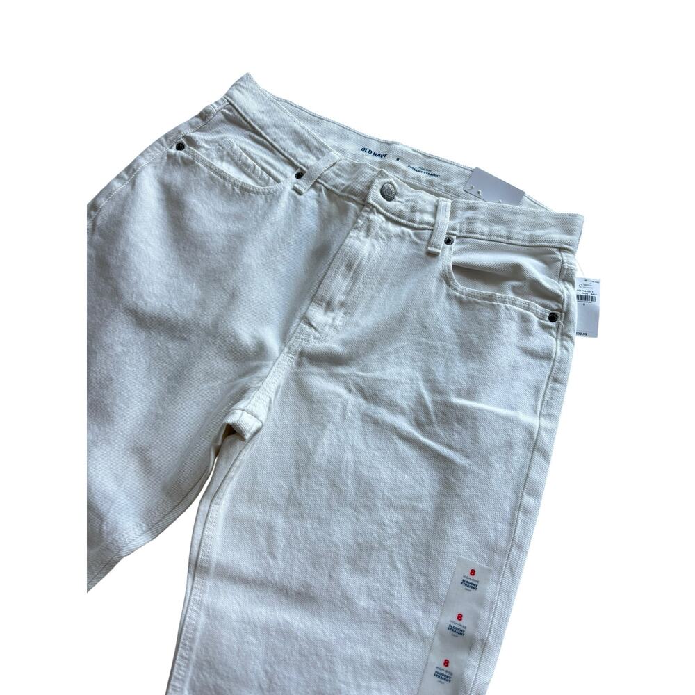 OLD NAVY HIGH RISE SLOUCHY STRAIGHT PURE WHITE JEANS NWT SIZE 8 - Picture 2 of 5